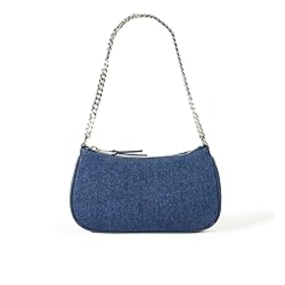 The Drop Handbags - The Drop Women's Melanie Small Shoulder Bag, DenimStylish Blue Chain NWT